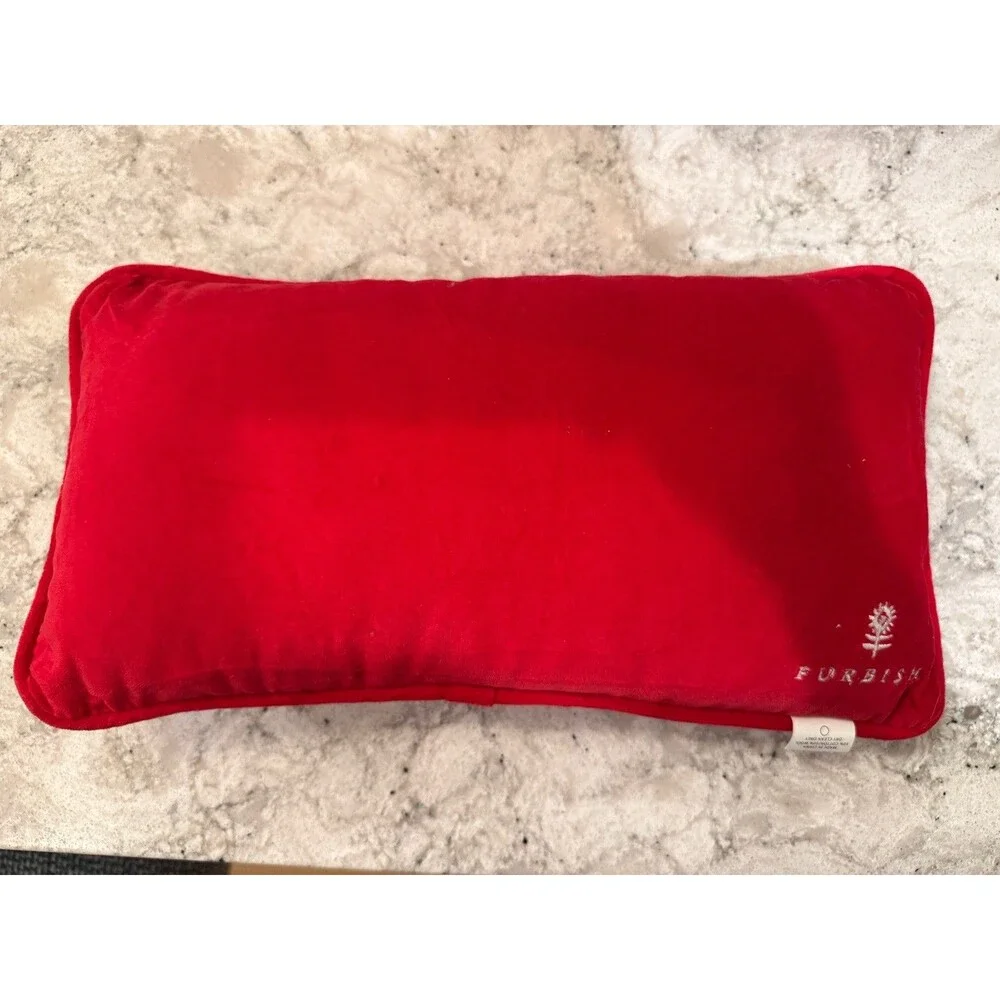 Furbish Studio Needlepoint Lumbar Pillow “No One Likes A Shady Beach” Pink Red